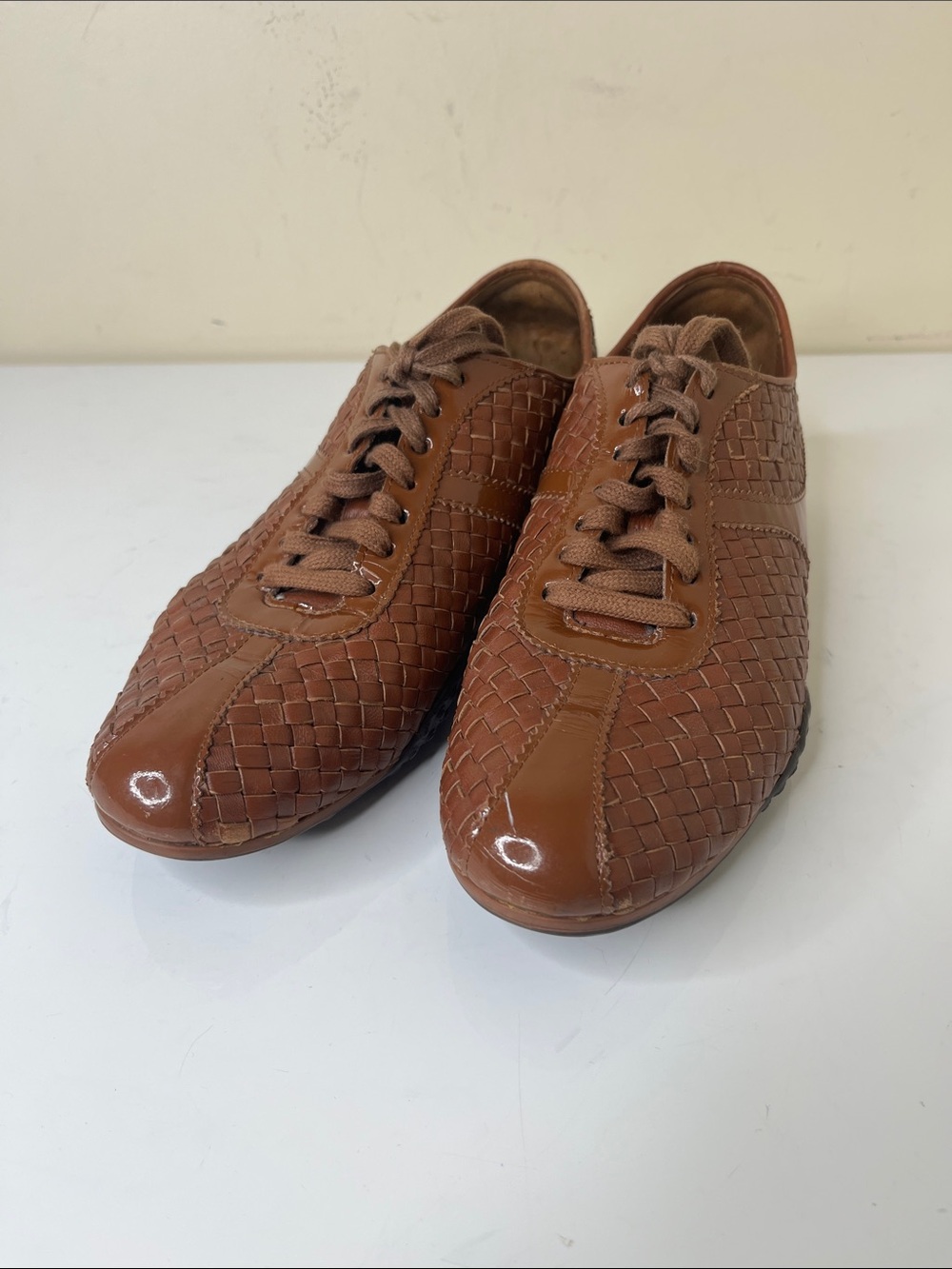 Cole Haan with Nike Air technology Woven Leather Oxfords in Brown